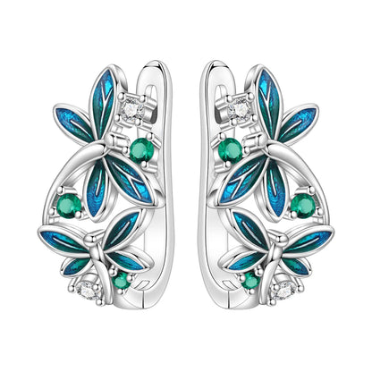 Orstarry Original 925 Sterling Silver Blue Iris Flower Earrings