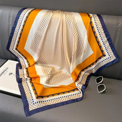 Luxury Silk Square Scarf Soft Satin Horse Hairband Hijab Headband Shawl