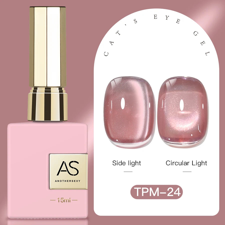 15ml Peachy Whimsy Pink Cat Eye Gel Nail Polish Glitter