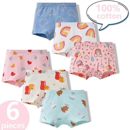3/6 Pcs 100% Cotton Pretty Cartoon Boxer Set