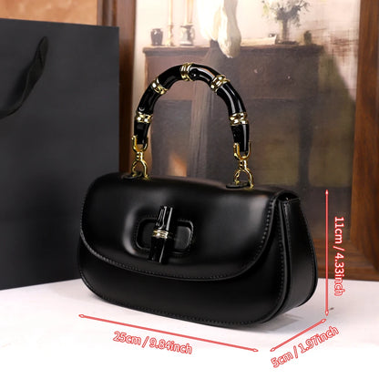 Bamboo Hand-Held Saddle Crossbody Bag