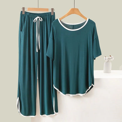 Sleep Lounge Short-Sleeve Cartoon Polyester Sleepwear Pajama Sets