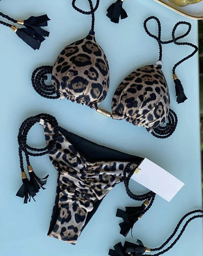 Backless Rope Triangle Swimsuit Bikini