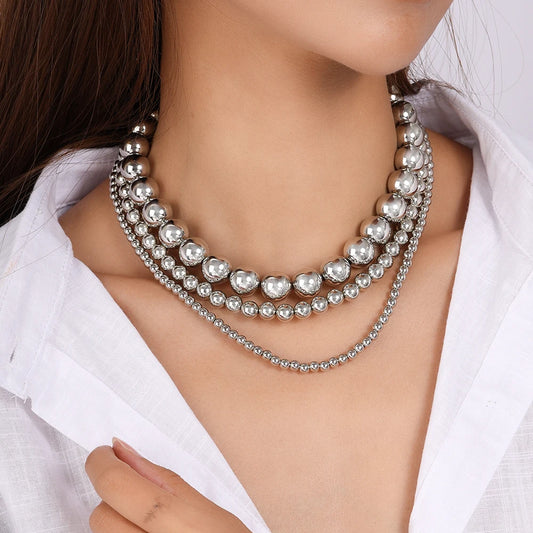 3pcs/set Cool CCB Beads Choker Round Ball Beaded Necklaces