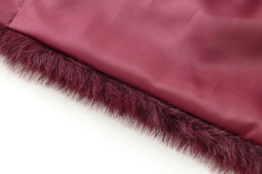 Faux fur Fall/Winter Effect Round Neck Long Sleeve Short Jacket