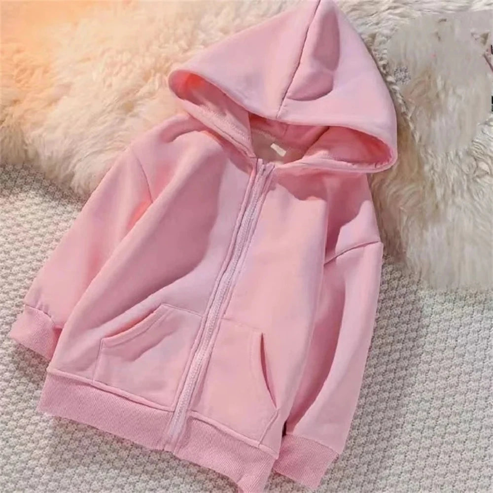 Zipper Style Hoodies Coat  Age 3-12 Kids Kawaii Sweatshirt