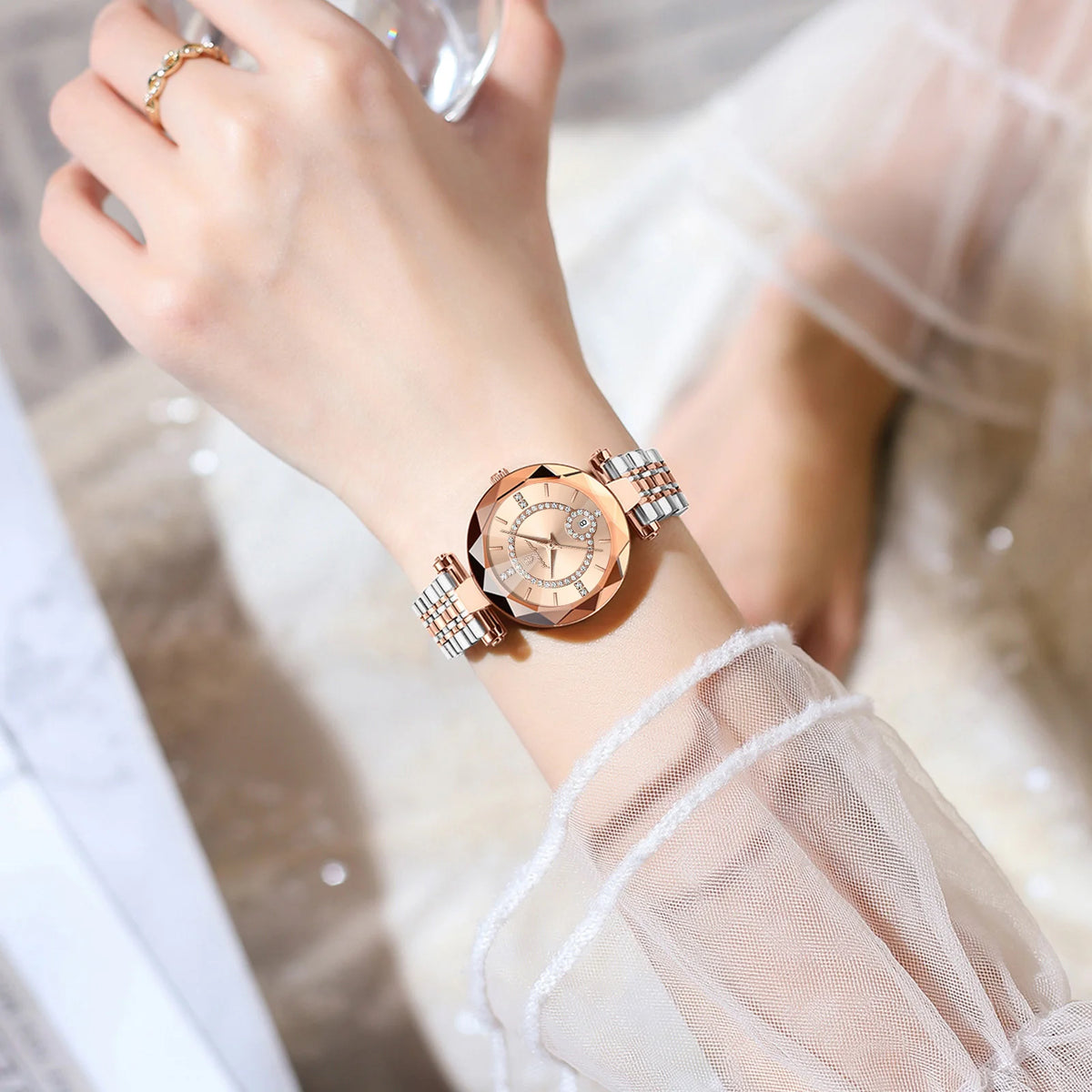 Luxury Waterproof Stainless Steel Date Wristwatch
