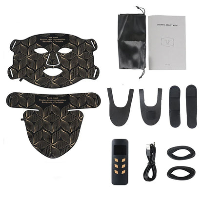 LED Facial Mask with Neck 8 color Near-infrared Red Facial and Neck Photon Oil Control Skin Firming Whitening and Anti Rednes