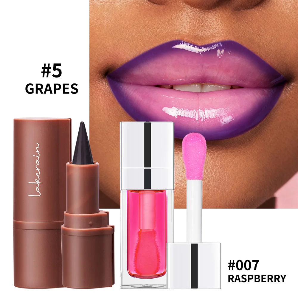 Lip Liner & Lip Gloss Set Shiny Long Lasting Moisturizing Lip Makeup