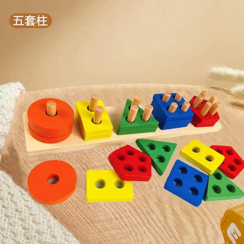 Montessori Wooden Sorting Stacking Puzzle Skill Toy