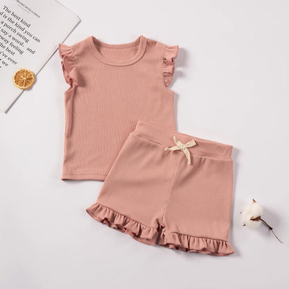 Preschool Girls Casual Short Sleeve Set