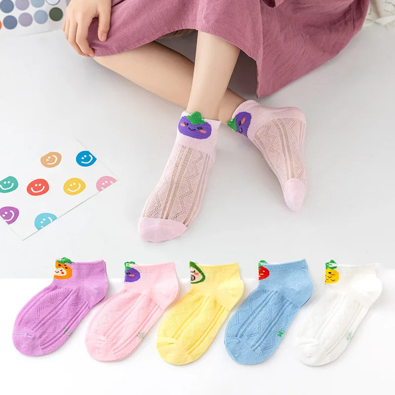 5 Pairs Cotton Cute Cartoon Thin Baby Short Socks