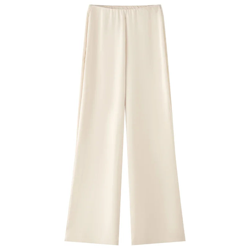 Satin Pant Strapless Off Shoulder High Waist Trousers Sets