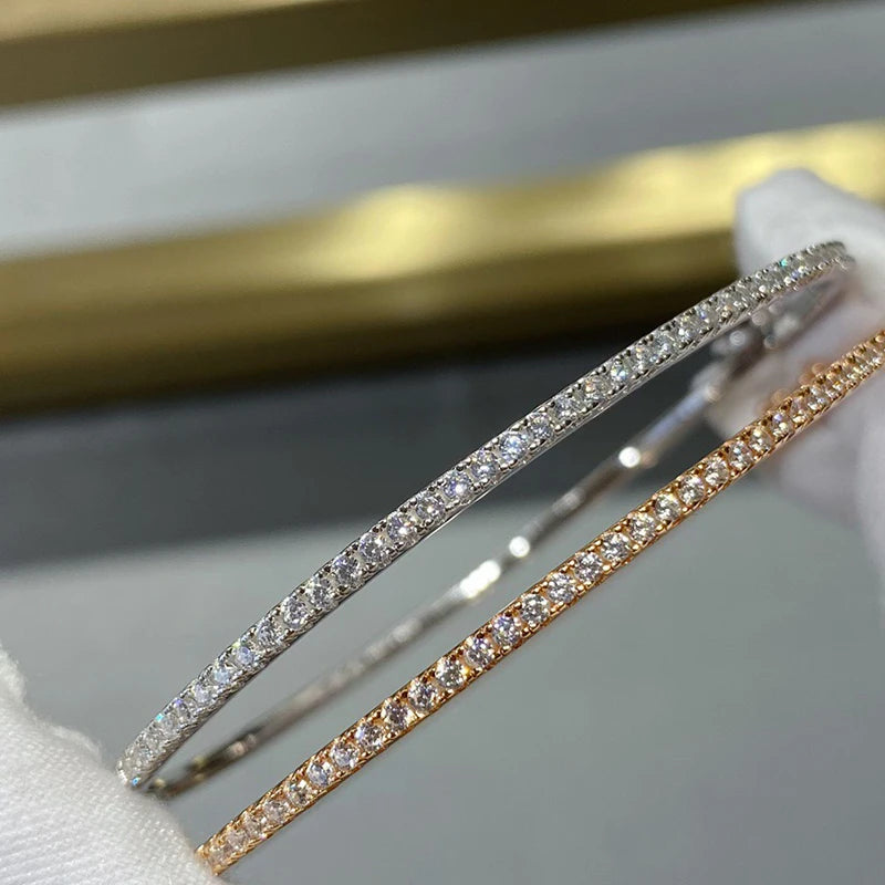 DANA 925 Sterling Silver Diamond Bangle Bracelet