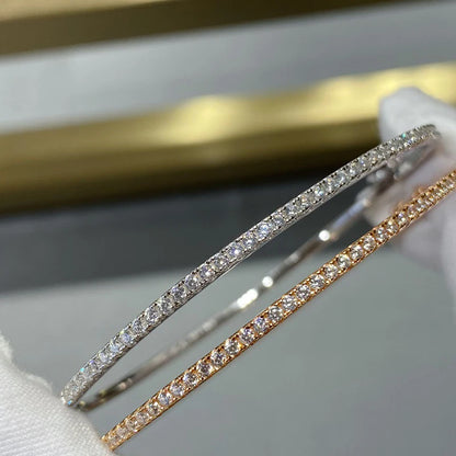 DANA 925 Sterling Silver Diamond Bangle Bracelet
