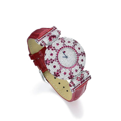 Full Diamond Artificial Ruby Exquisite Luxury Watch
