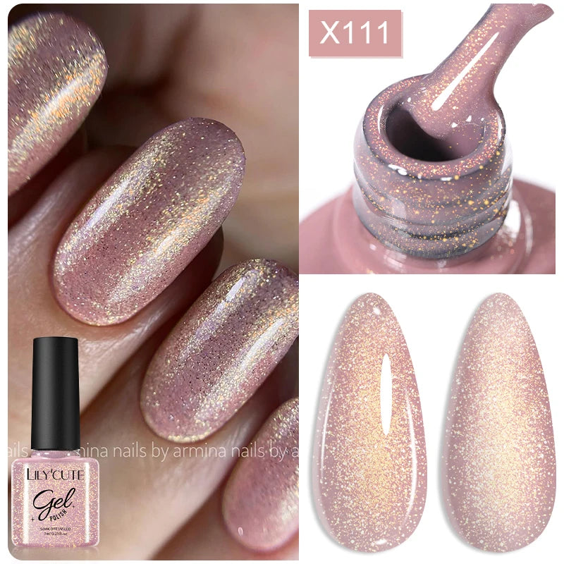 7ml Gold Sparkling Glitter Gel Nail Polish UV Gel Soak off UV LED Nail Gel Varnish