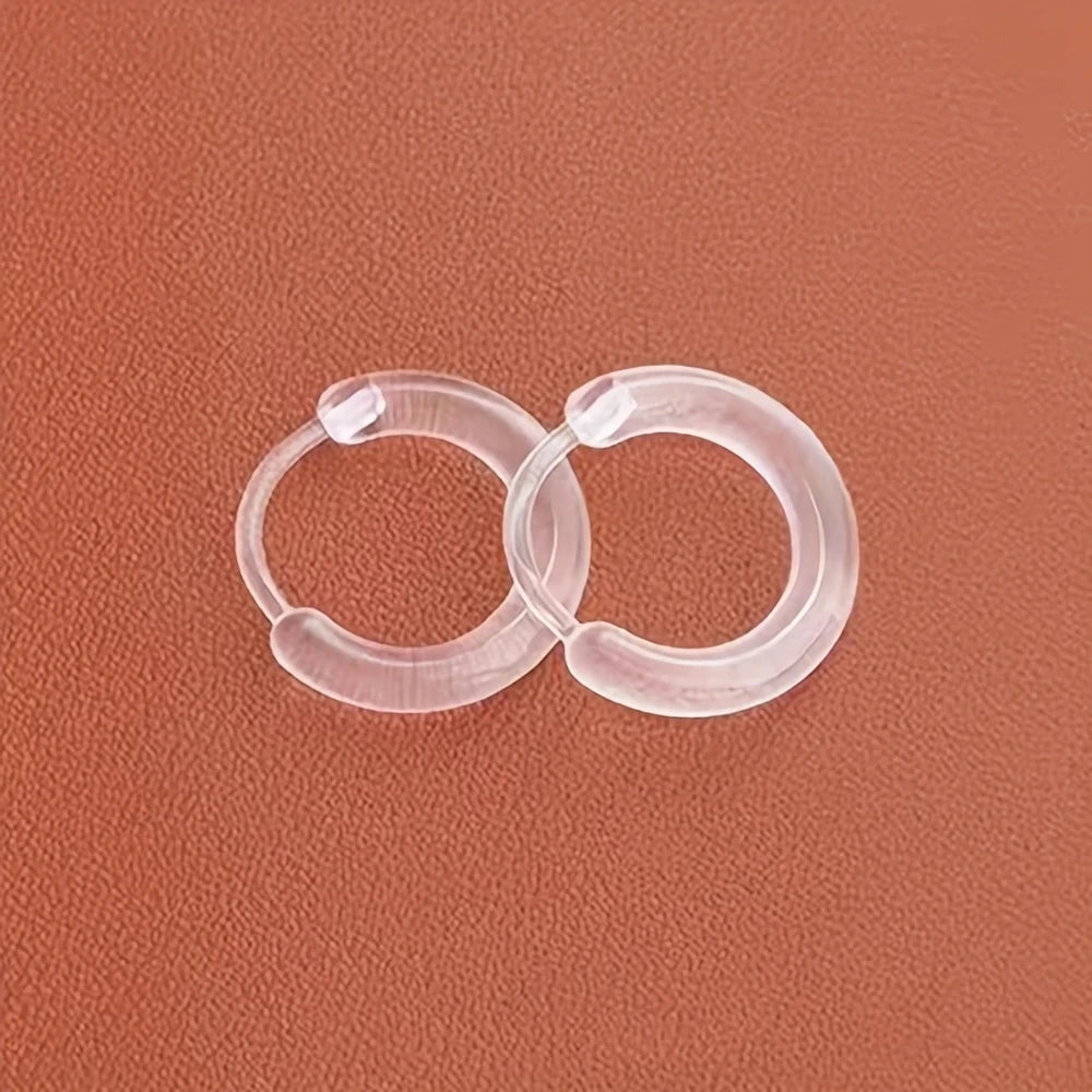 2pcs Black & Clear Resin Hoop Earrings