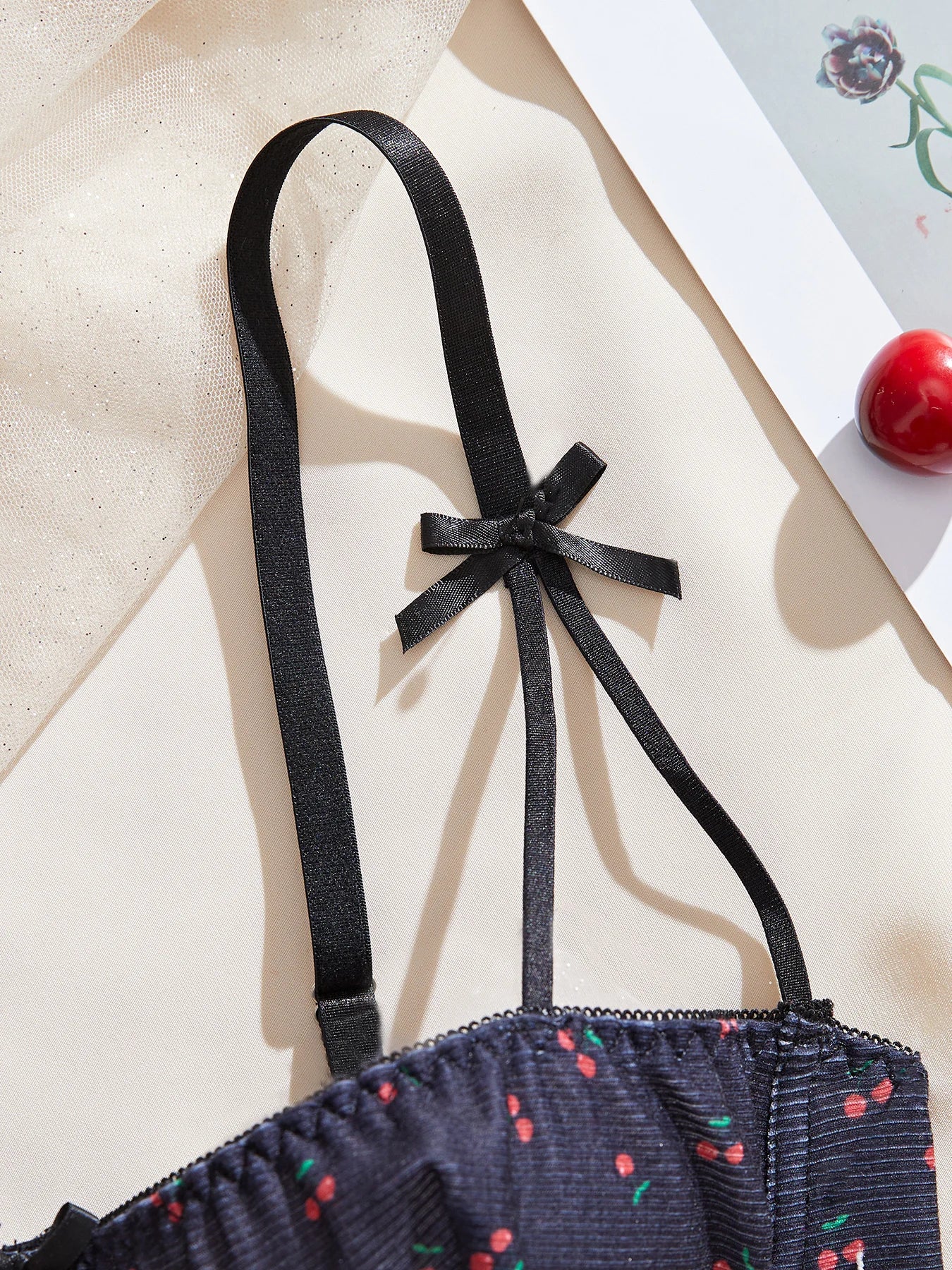 2-Piece Set Cherry Print Comfortable Lingerie