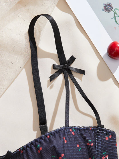 2-Piece Set Cherry Print Comfortable Lingerie