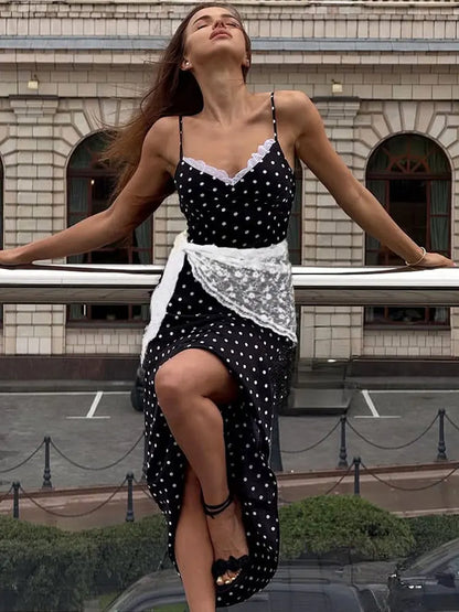 Long Slim V-Neck Spaghetti Backless Dress