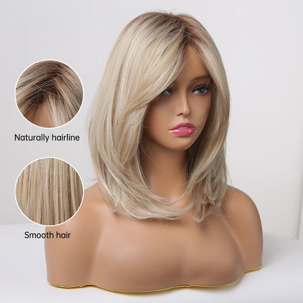 Straight Short Highlights Blonde Hair Wig