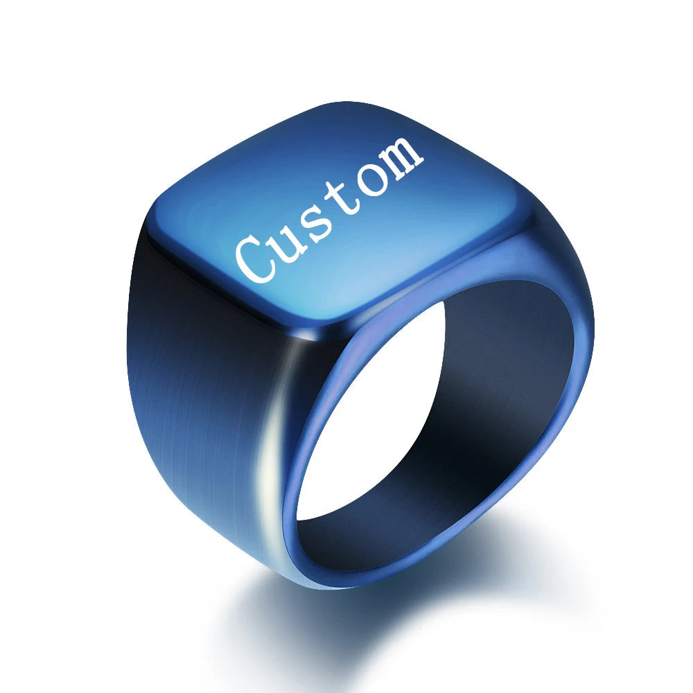Customized Letter Pattern Logo Stainless Steel Rings
