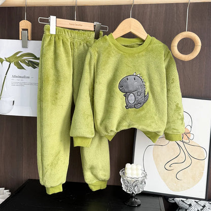 Bear Leader Coral Fleece Pajama Winter Plus Velvet Thick Flannel Sleepwear Set