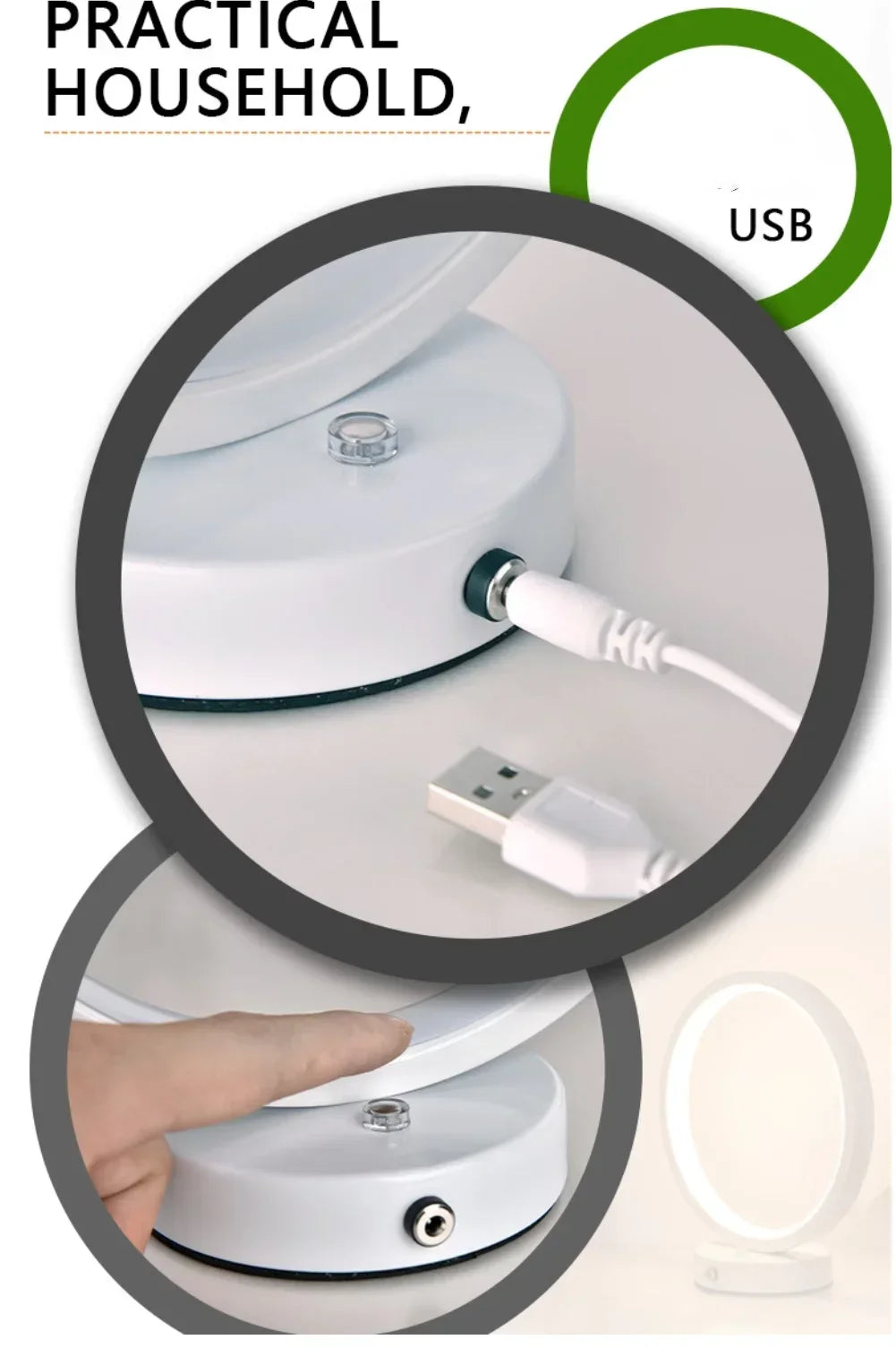 20CM LED Simple Circular Ring Table Lamp
