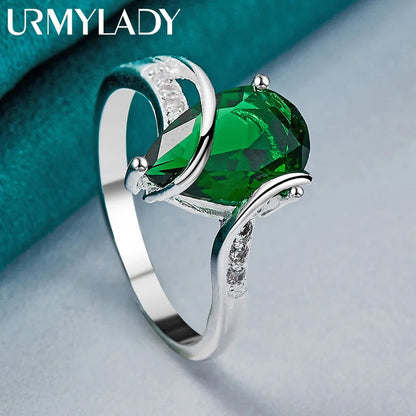 925 Sterling Silver Water Drop Turquoise Ring