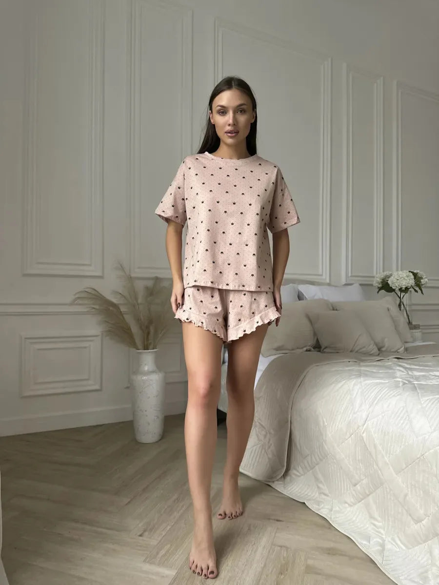 Sleeping Wear Short Sleeve Sleepwear Pajamas Set