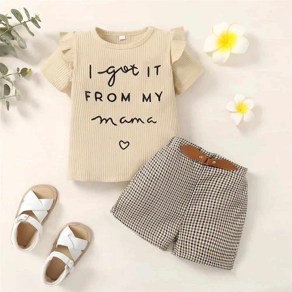Toddler Baby Girl Letter Print Short Sleeve Set