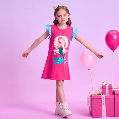 Summer Cartoon Toddler Mermaid Sequin Princess Dress