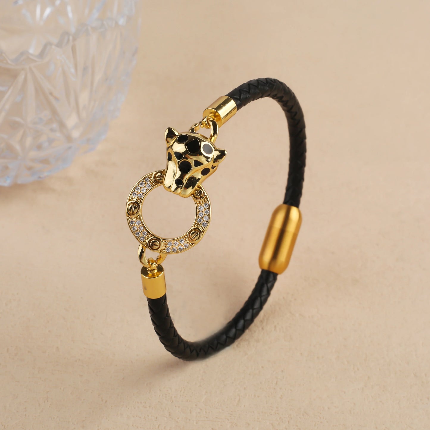 DANA Bully Animal Style Leopard Leather Rope Bracelet