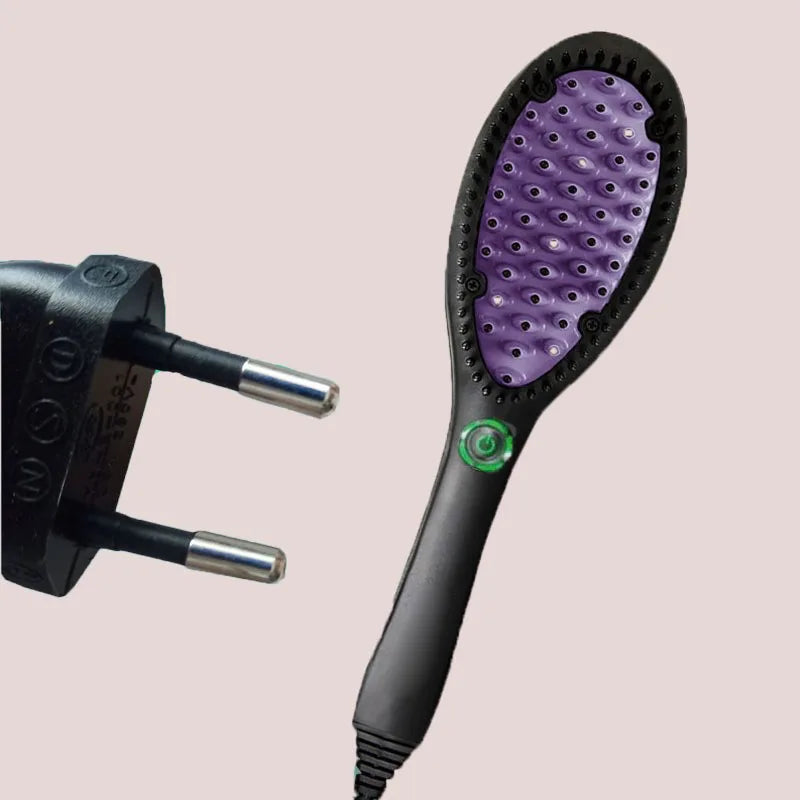 Hair Straightener Brush Ceramic Fast Straightening