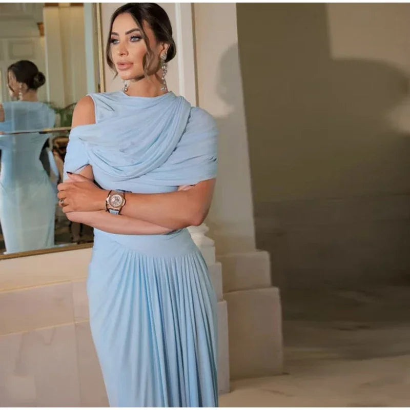 Shawl Maxi Short Sleeve Slim Fit Dress