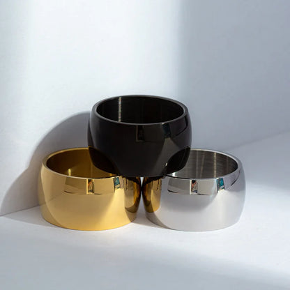 12mm Smooth Stainless Steel Classic Gold Couple Rings