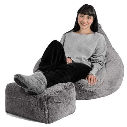 Adults  Children Fluffy Faux Fur Bean Bag Pouf Cover without Filler Beanbag