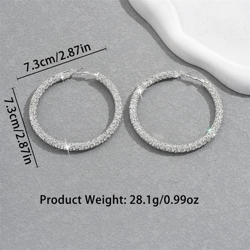 Big Full Crystal Circle Hoop Earrings