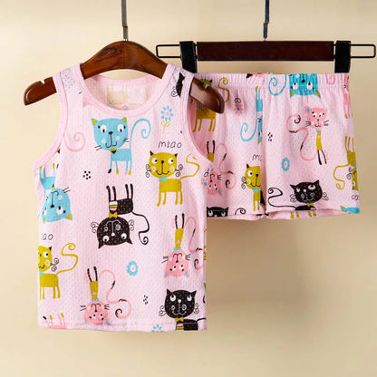 Cat Pajamas Sleeveless Sleepwear Set