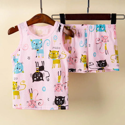 Cat Pajamas Sleeveless Sleepwear Set