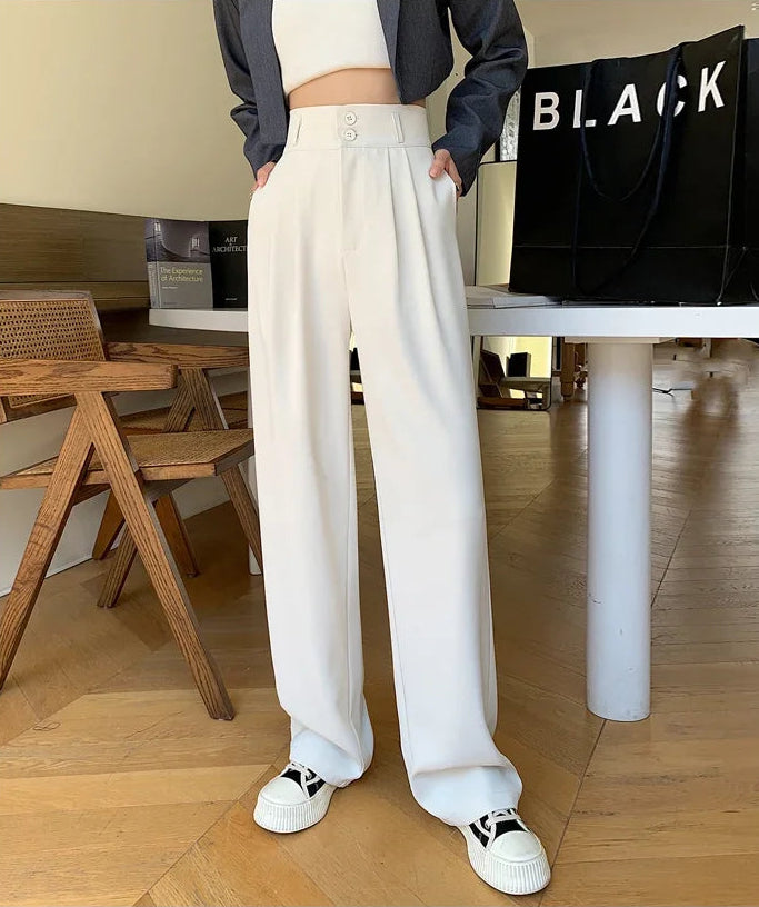 High Waist Suit Wide Leg Elegant Minimalism Straight Pants