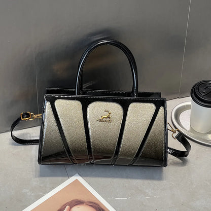 Large Size PU Leather Glue Splicing Single Shoulder Crossbody Bag