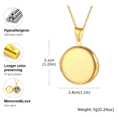 Photo Frame Glossy Stainless Steel Necklaces