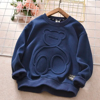 Steel Print Bear Teenagers Long Sleeve Cotton Anime Hoodie Pullovers