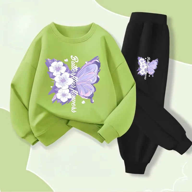 Spring Long Sleeved Top Long Pants Two Piece Sets