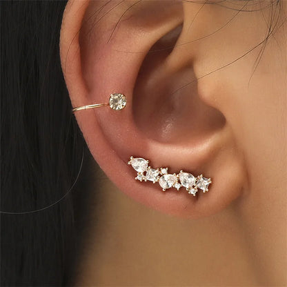 Bohemian Piercing Crystal Rhinestone Ear Cuff Wrap Earrings