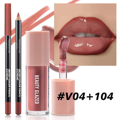 2pcs/Set Velvet Texture Lip Makeup Matte Effect Lip Makeup