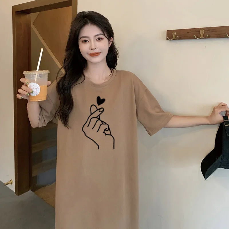 Elegant Large Size Loose Casual Short-sleeved Dresses