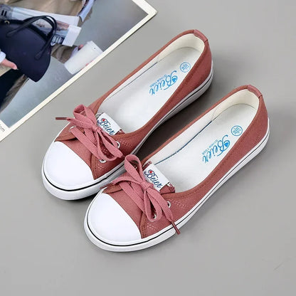 Canvas Small White Shallow Cut  Flat Soft Platform Sneakers